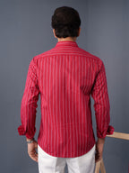 AUTUMN Crimson Red & White Striped Shirt