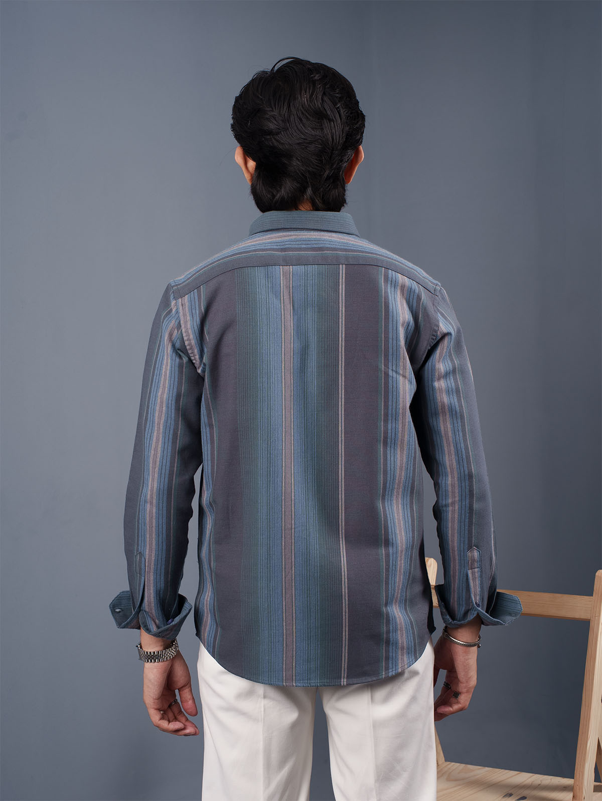 TRANSITION Slate Grey & Teal Striped Shirt