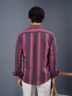 TRANSITION Crimson & Navy Multi-Striped Shirt