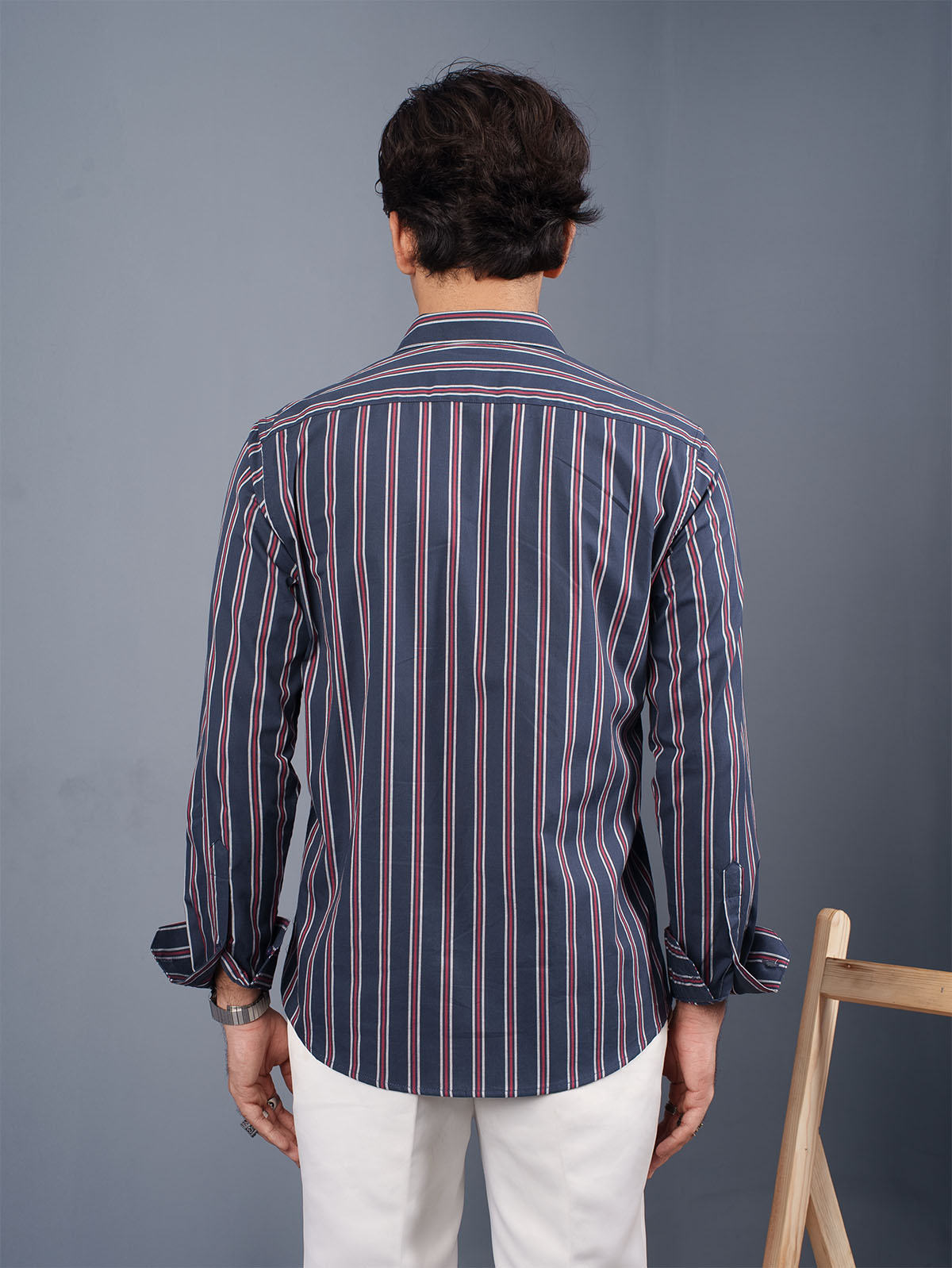 TRANSITION Navy & Red & Striped Shirt