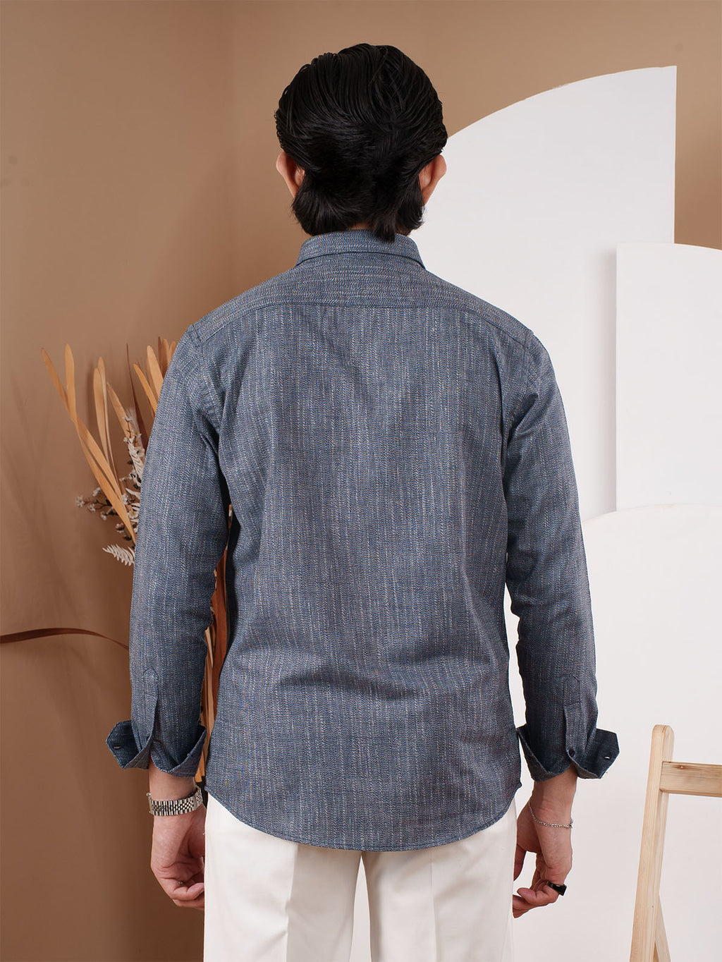 NIGHTFALL Navy Textured Shirt