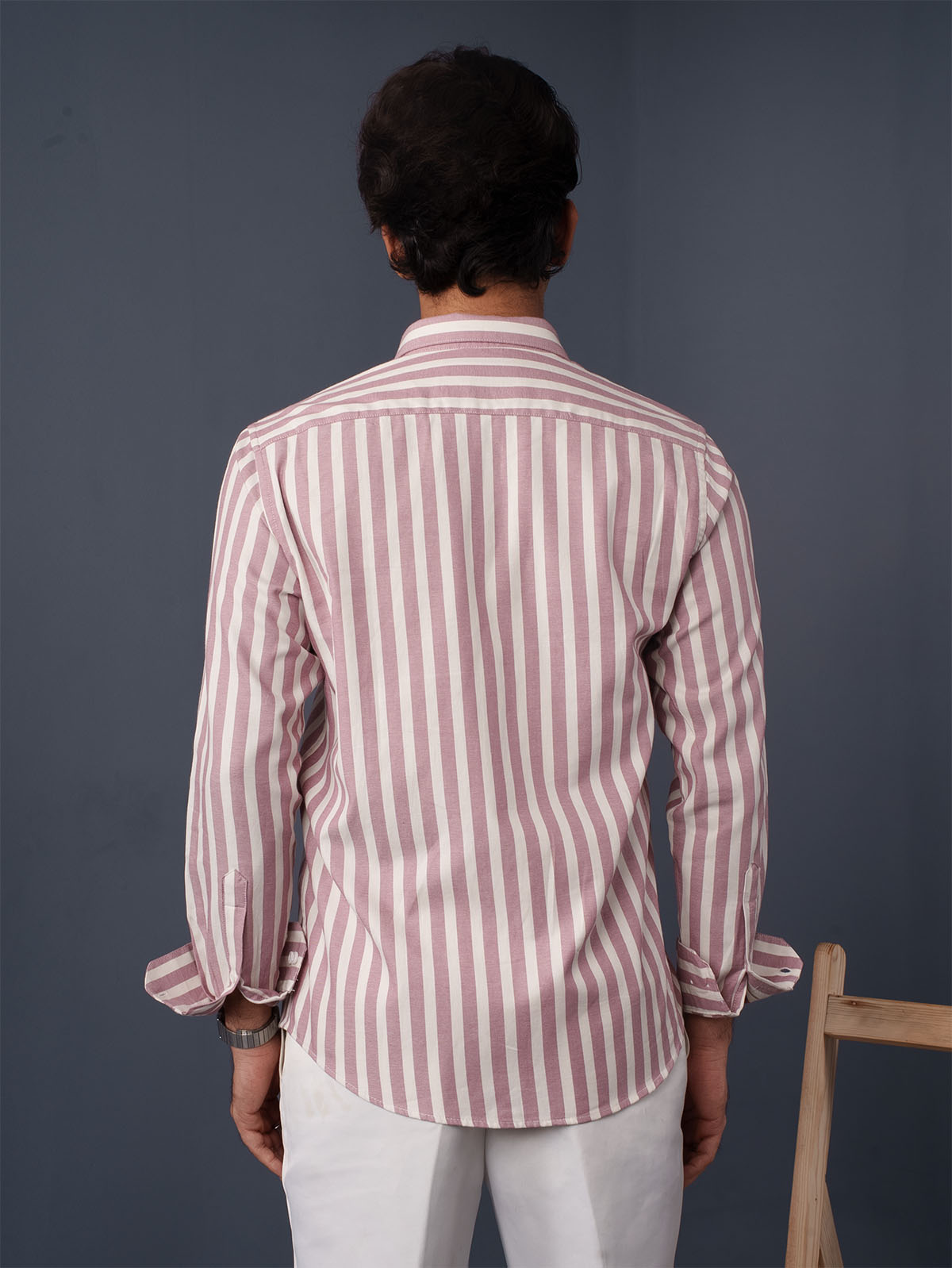 AUTUMN Dusty Pink & Off-White Striped Shirt