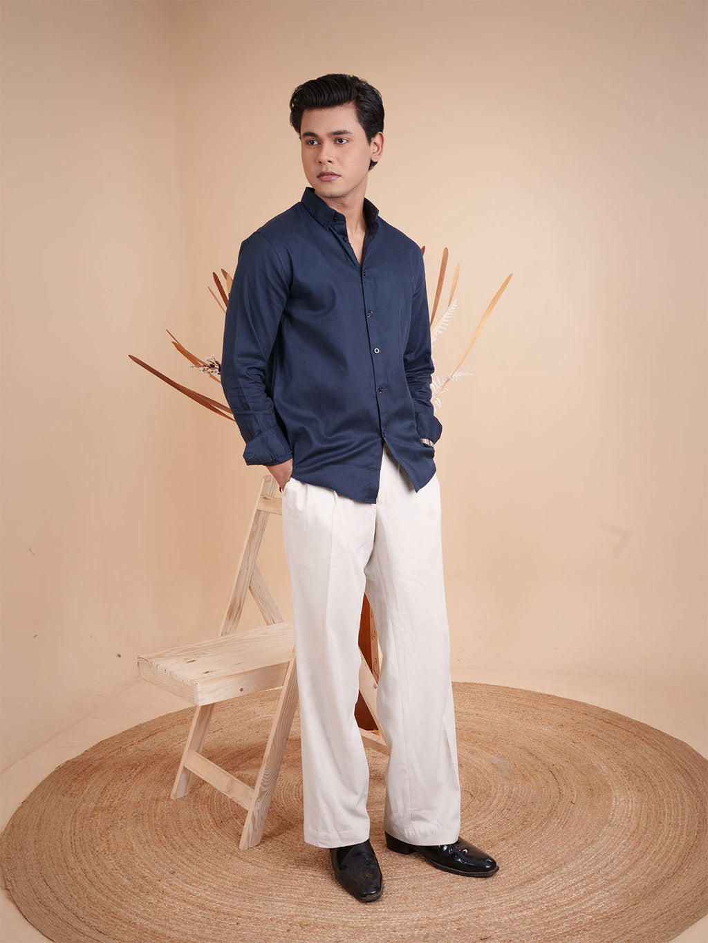 DRIZZLE Midnight Navy Textured Shirt