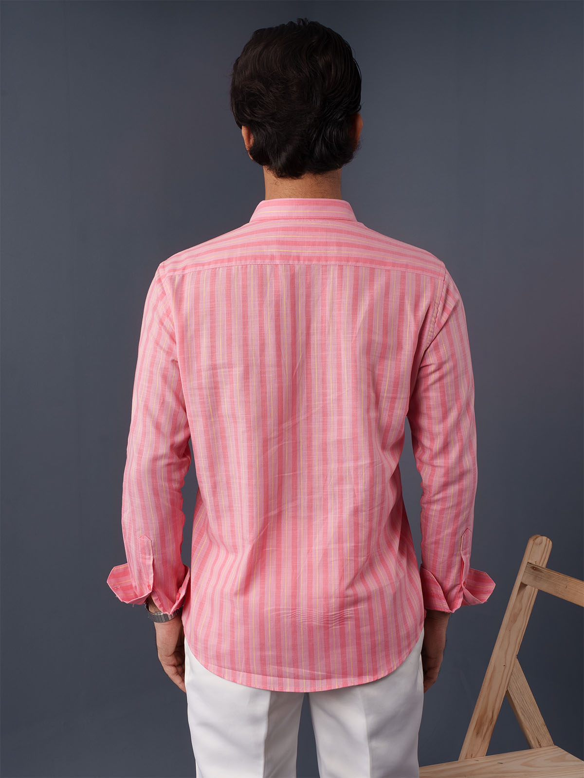AUTUMN Coral & Yellow Striped Shirt