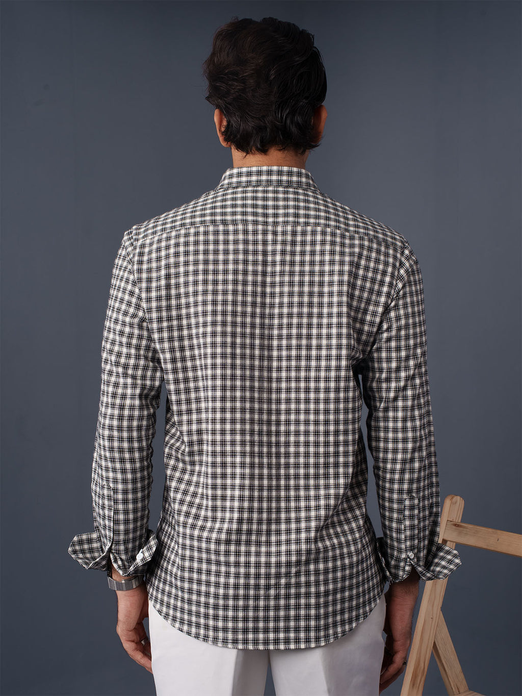 AUTUMN Black & Off-White Plaid Check Shirt