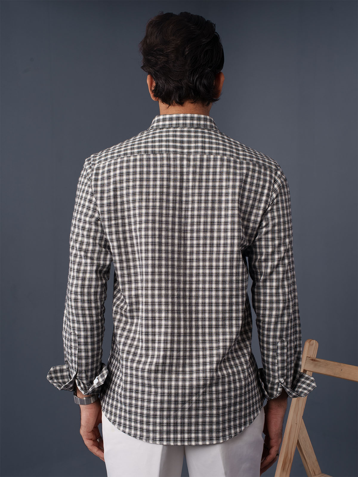 AUTUMN Black & Off-White Plaid Check Shirt