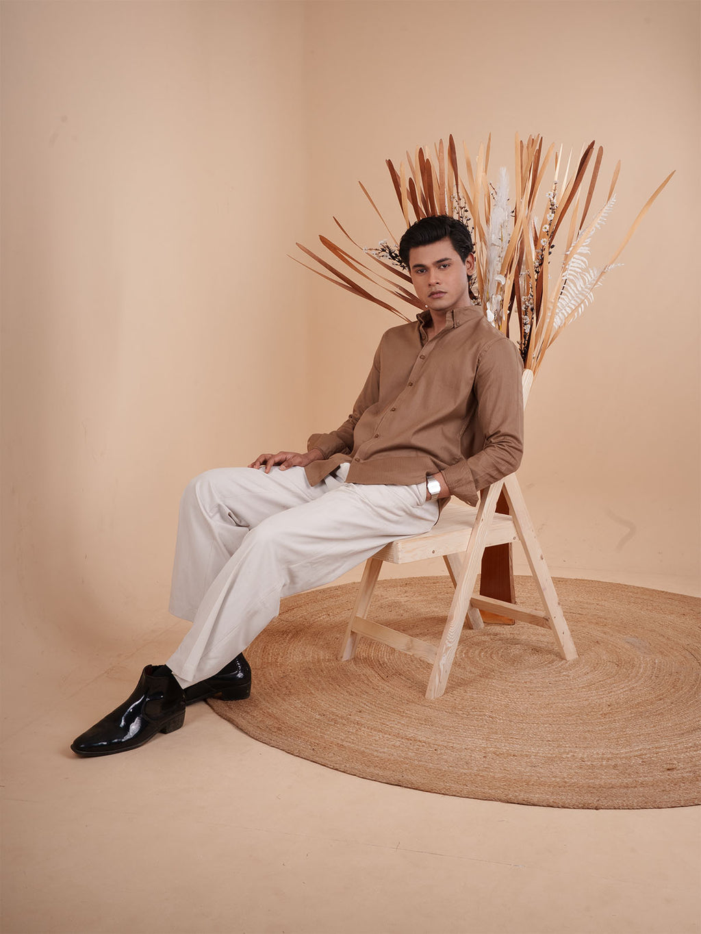 DRIZZLE Mocha Brown Textured Shirt