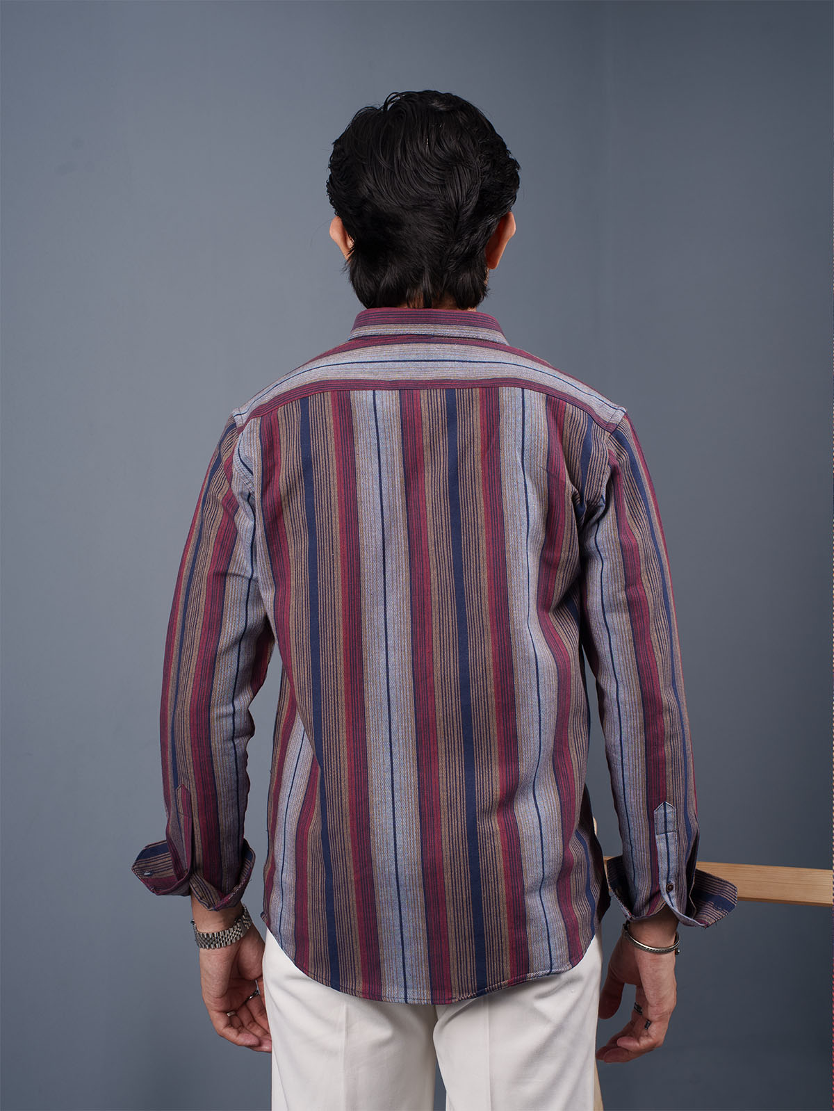 TRANSITION Maroon & Navy Multi-Striped Shirt