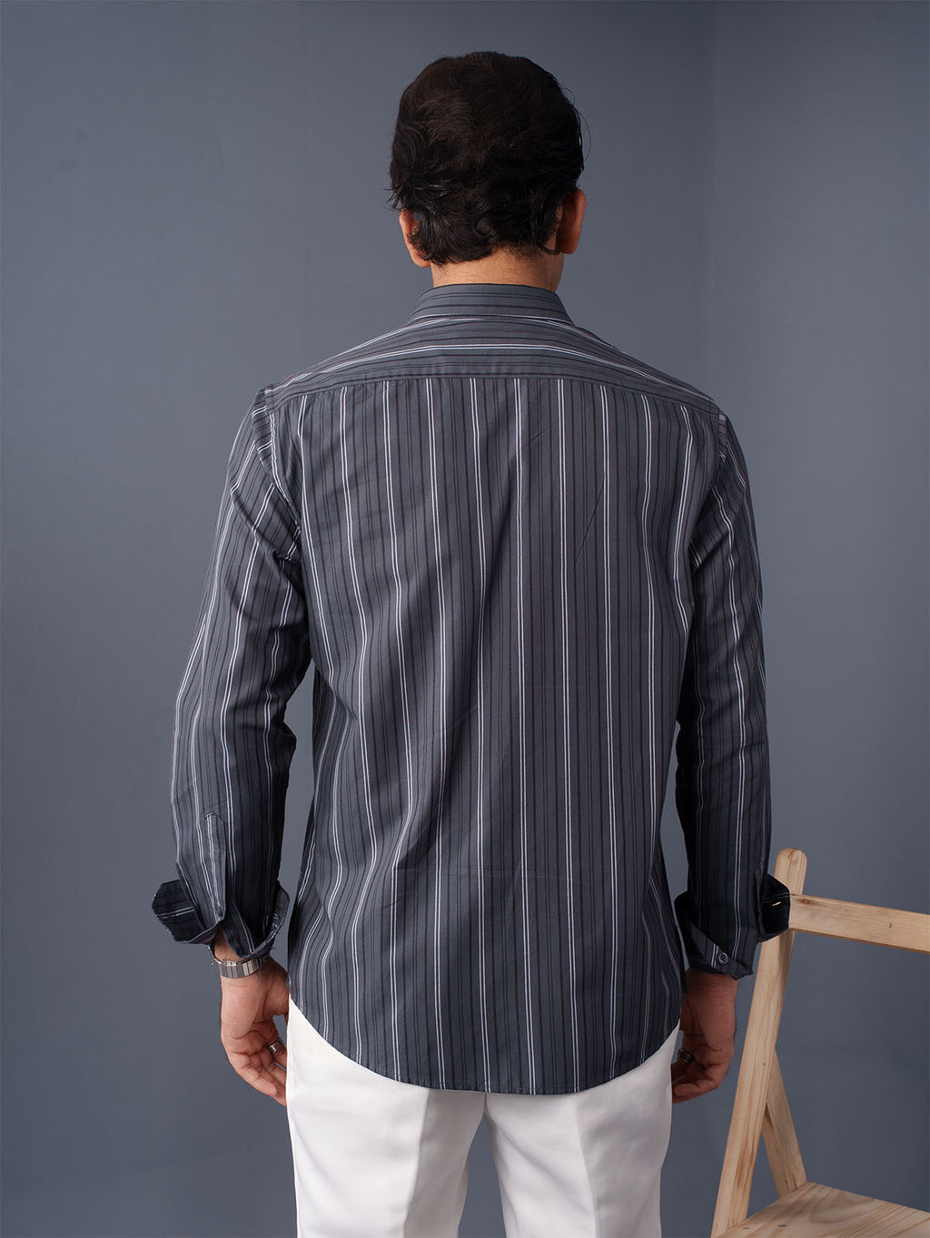 AUTUMN Charcoal & White Striped Shirt