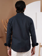 NIGHTFALL Deep Dark Navy Pinstripe Shirt