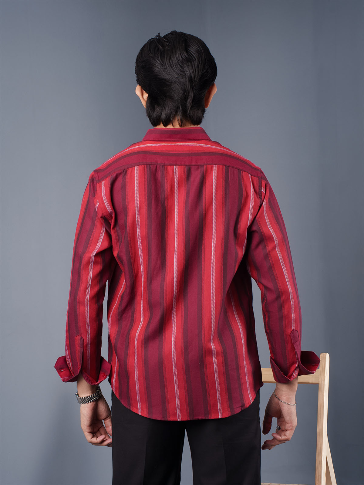 TRANSITION Burgundy & Red Multi-Striped Shirt