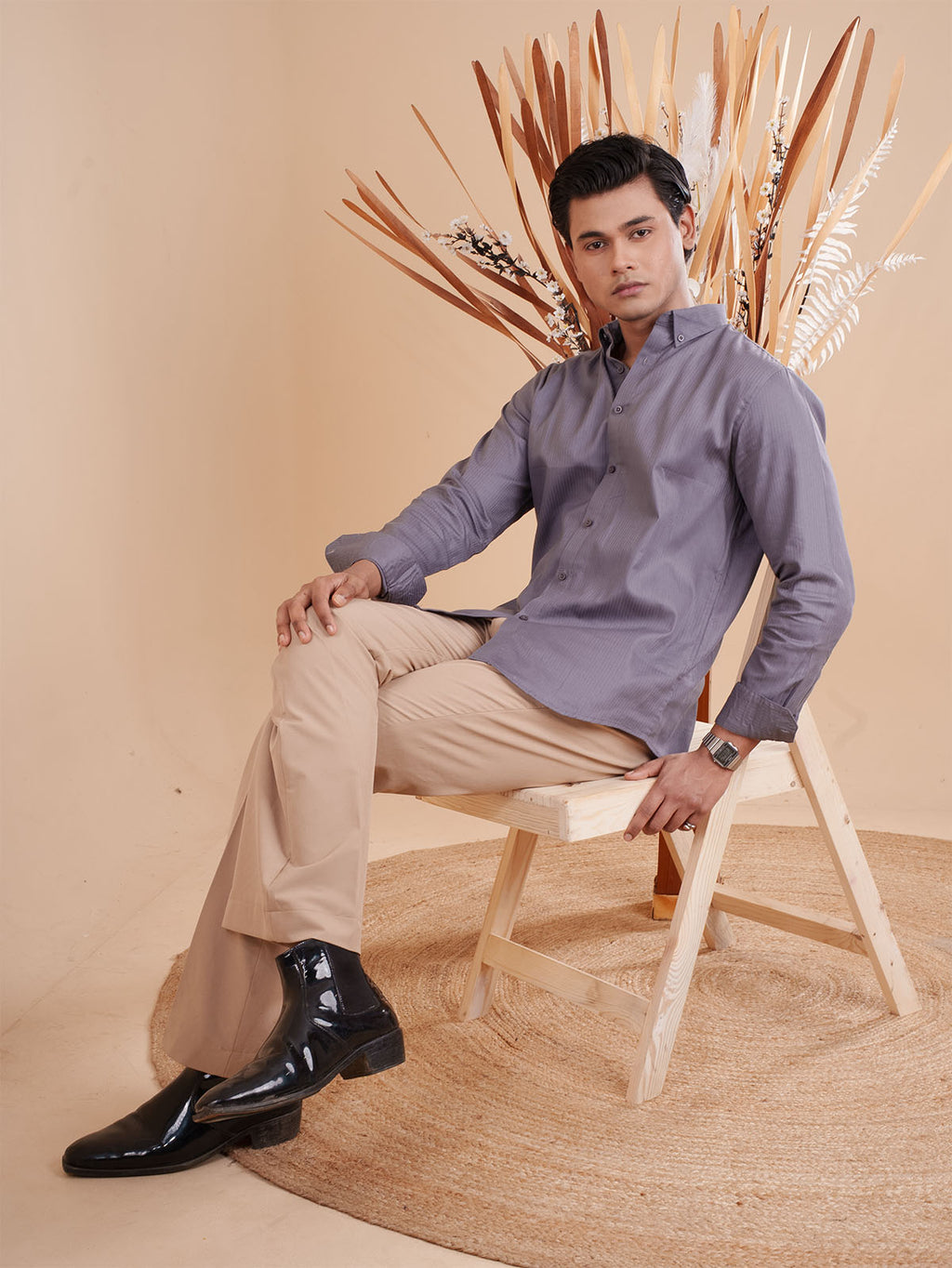 DRIZZLE Muted Lavender Textured Shirt
