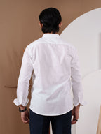 NIGHTFALL Solid White Textured Shirt