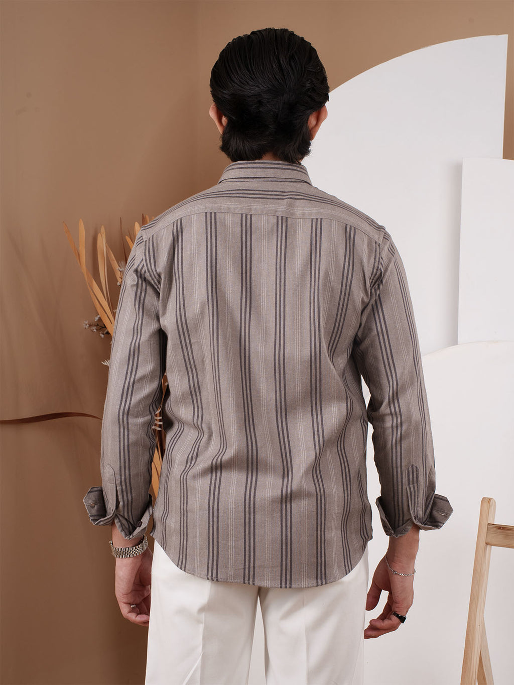 NIGHTFALL Brown & Coffee Striped Shirt
