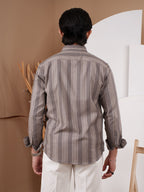 NIGHTFALL Brown & Coffee Striped Shirt