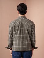 BOXY Olive & White Plaid Flannel Shirt