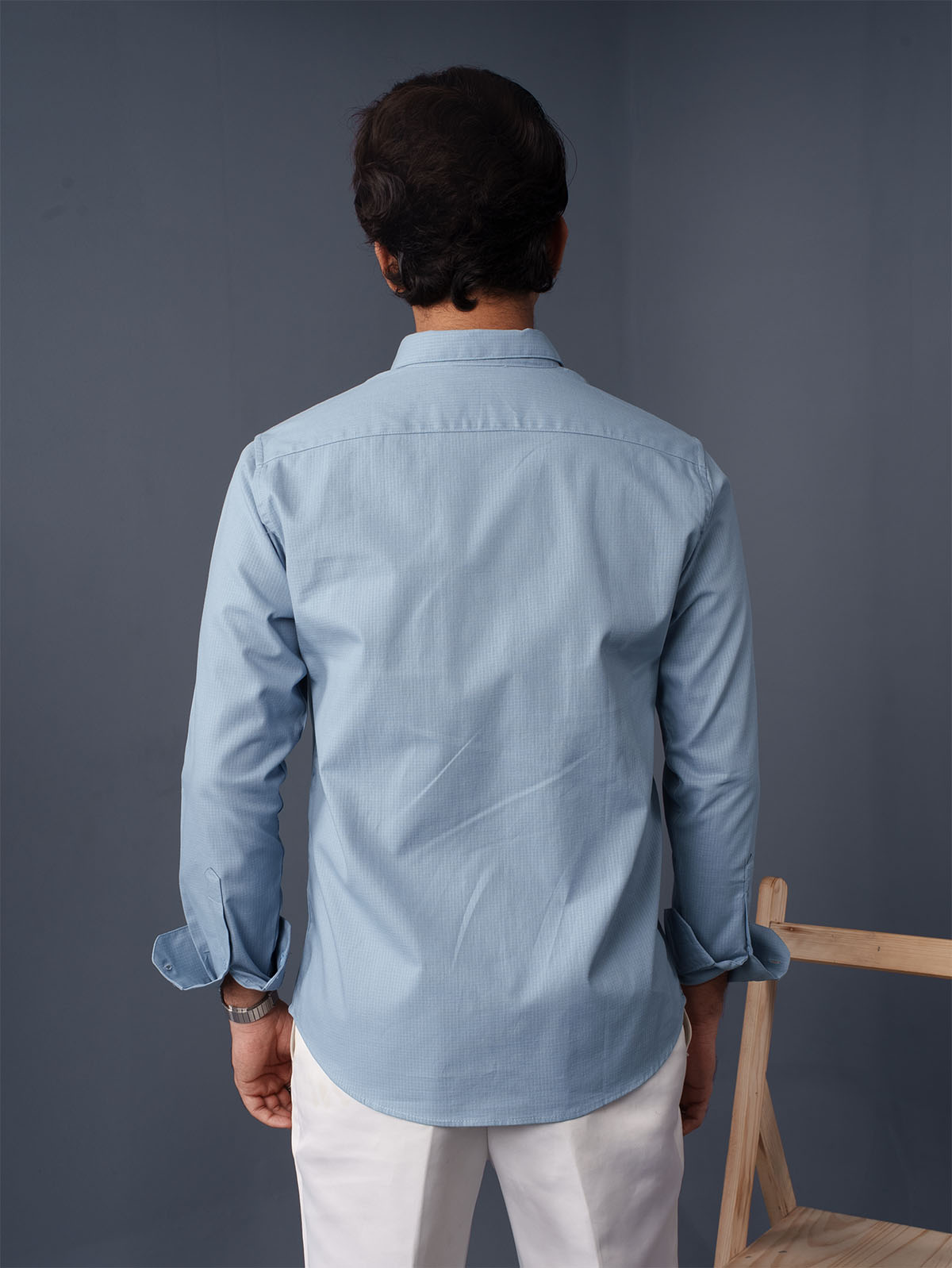 AUTUMN Slate Blue Micro Textured Shirt