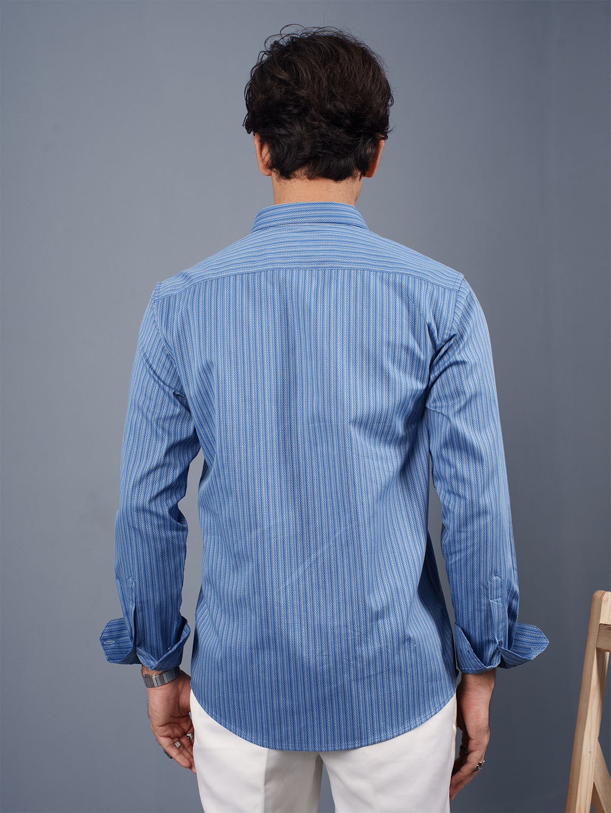 TRANSITION Blue Geometric Striped Shirt
