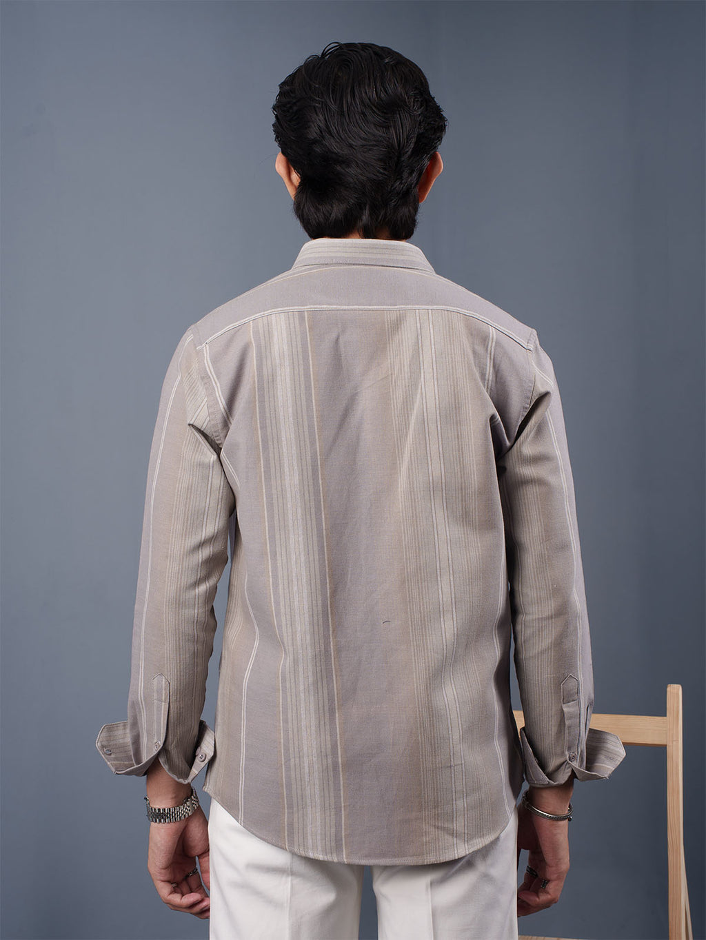 TRANSITION Warm Grey Textured Panel Shirt