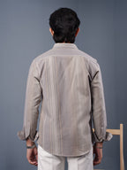 TRANSITION Warm Grey Textured Panel Shirt
