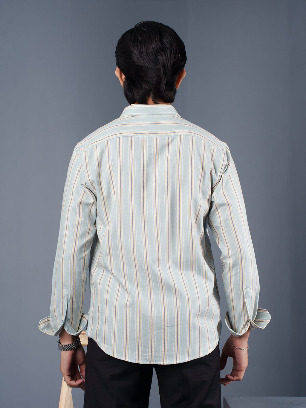 TRANSITION Light Mint & Gold Striped Shirt