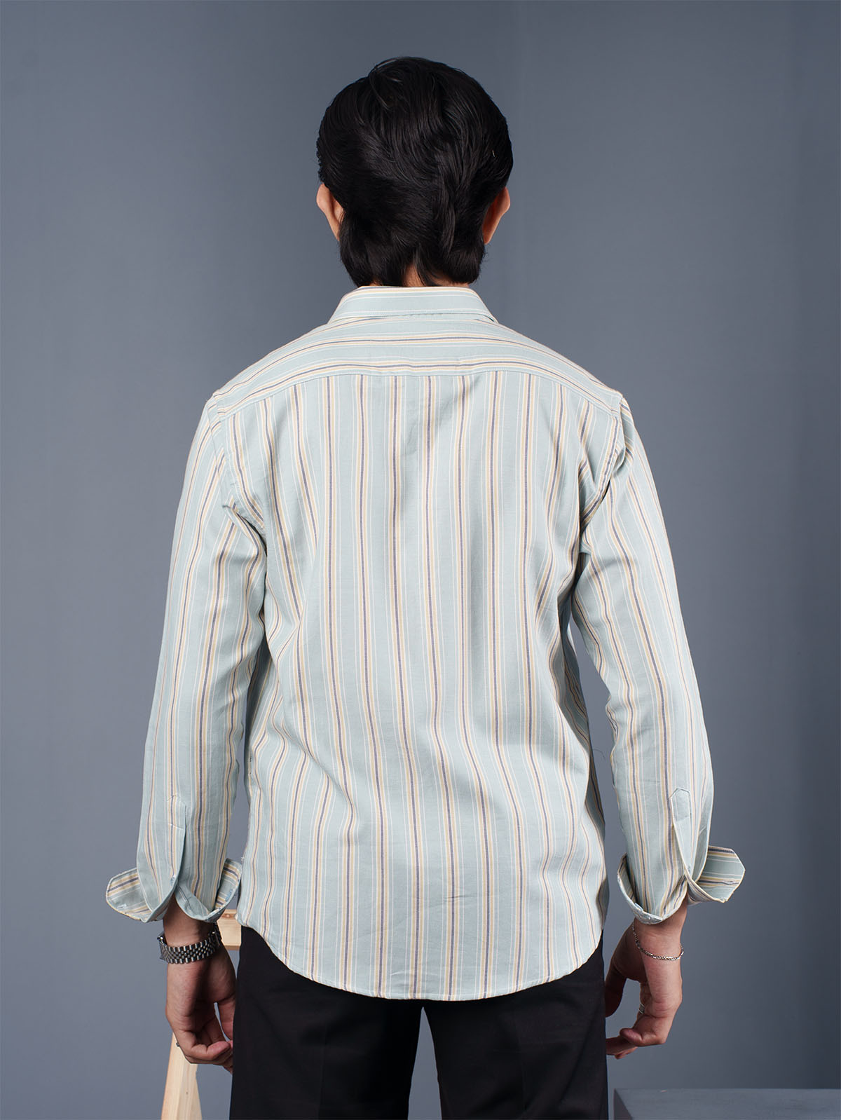 TRANSITION Light Mint & Gold Striped Shirt