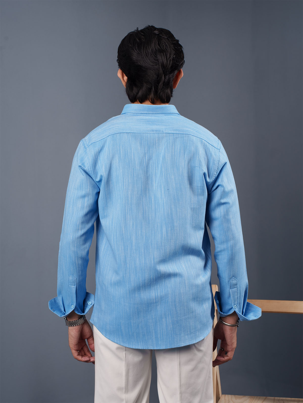TRANSITION Light Blue Textured Shirt