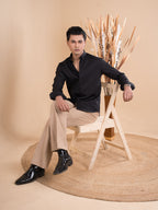 DRIZZLE Jet Black Textured Shirt