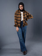 BOXY Mustard & Black Plaid Flannel Shirt