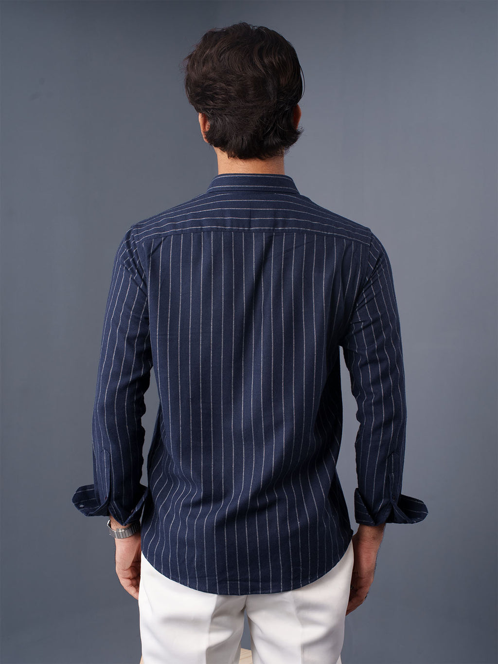 AUTUMN Deep Navy Pinstripe Shirt