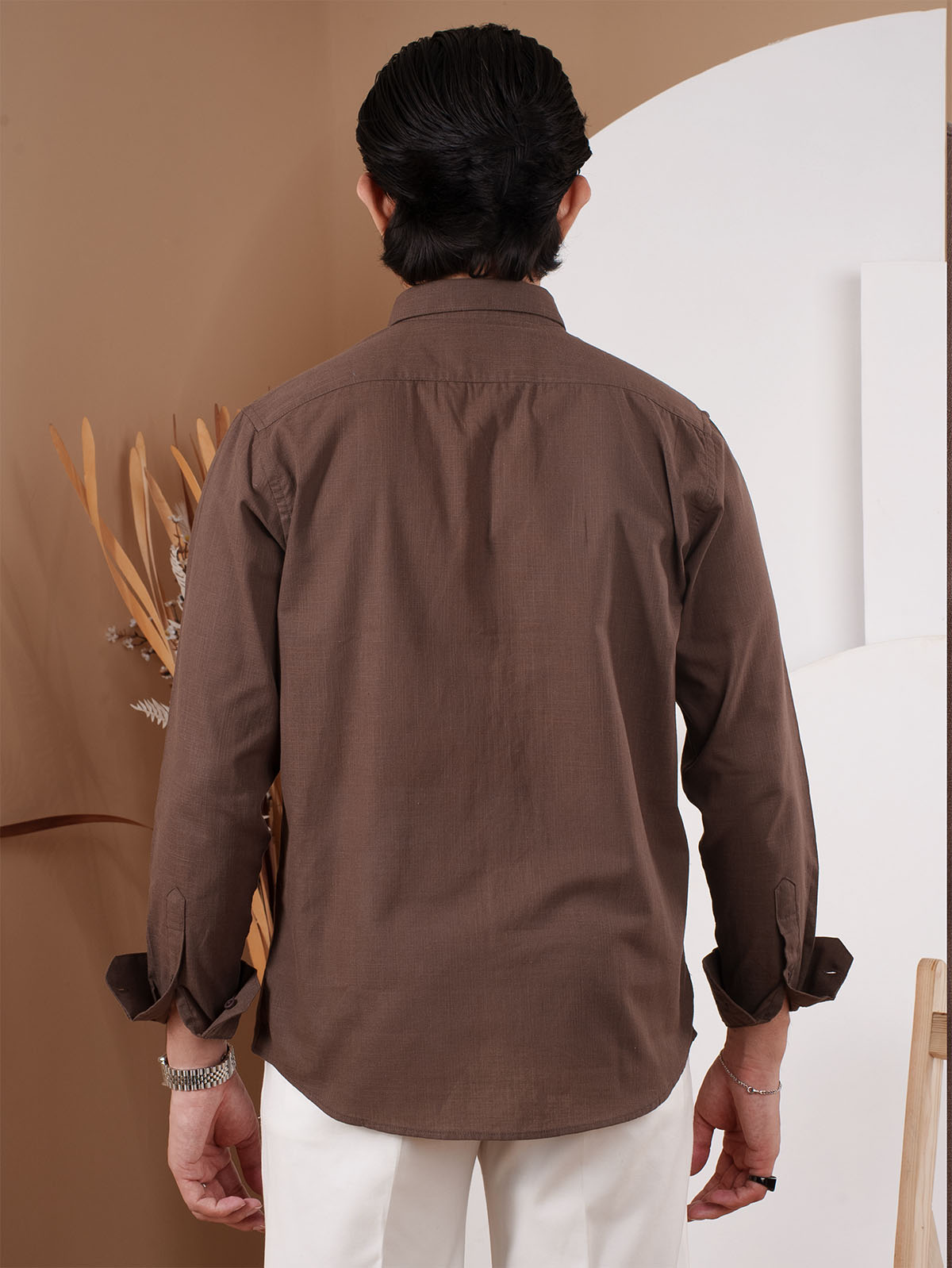 NIGHTFALL Solid Chocolate Brown Shirt