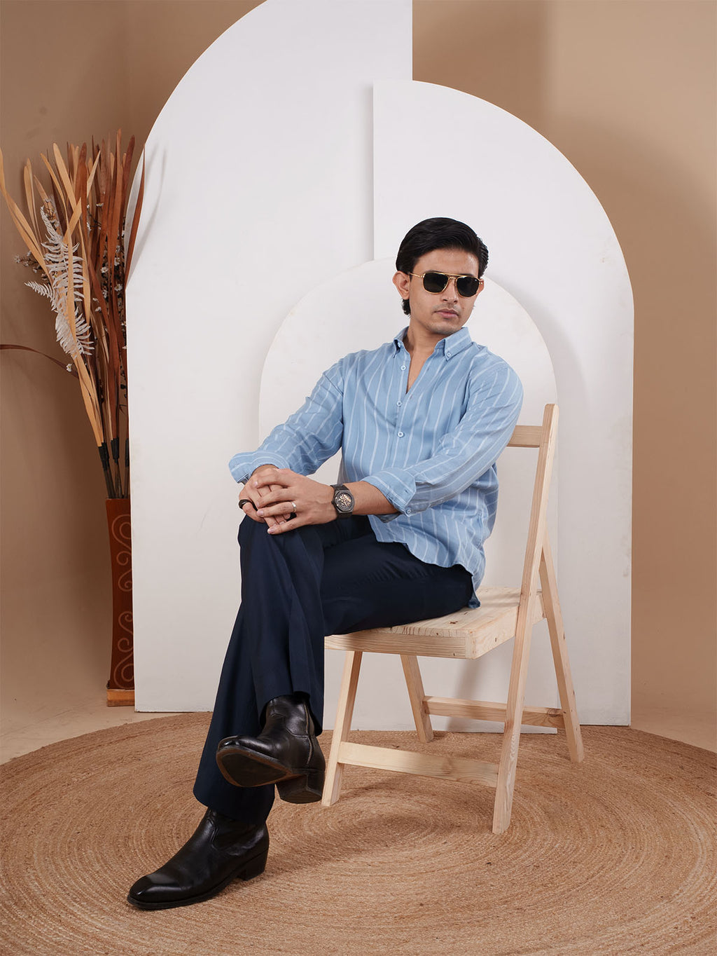 NIGHTFALL Sky Blue Stripe Shirt