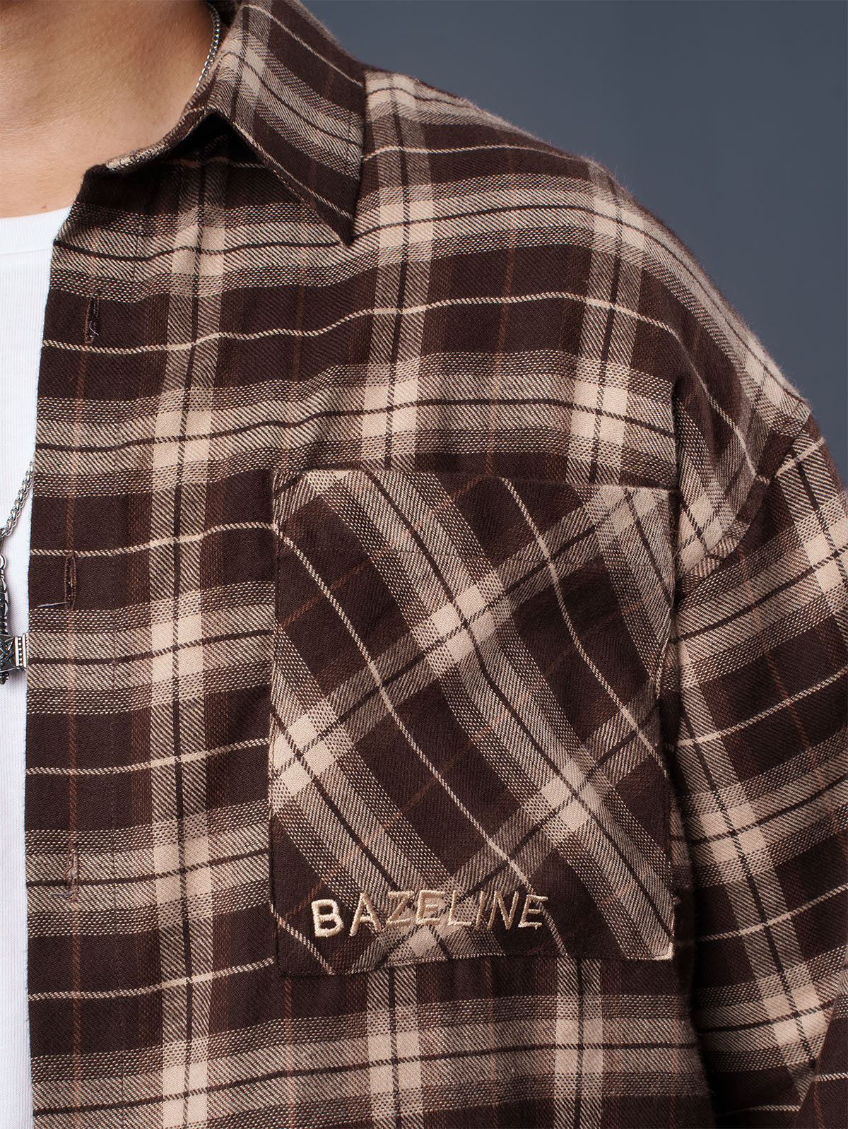 BOXY Brown & Cream Plaid Flannel Shirt