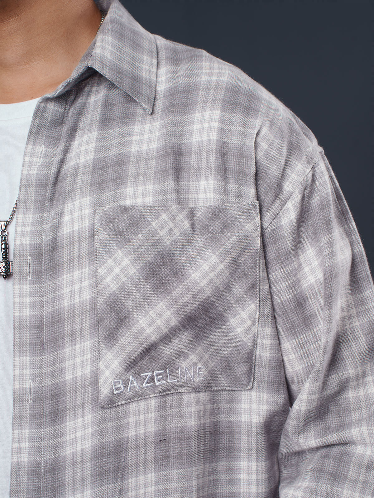 BOXY Grey Plaid Flannel Shirt