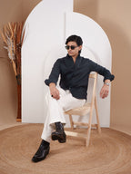 NIGHTFALL Deep Dark Navy Pinstripe Shirt