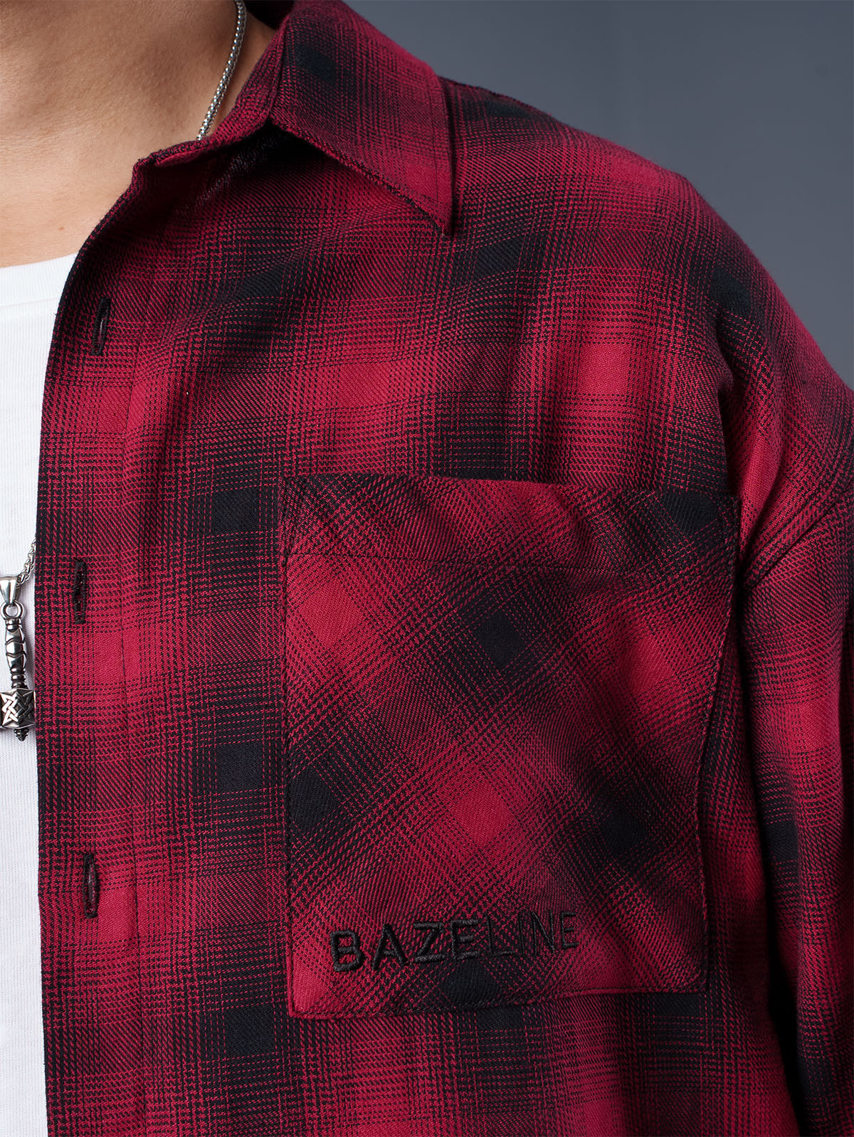 BOXY Maroon & Black Plaid Flannel Shirt