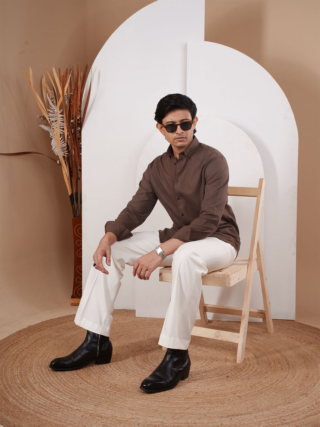 NIGHTFALL Solid Chocolate Brown Shirt