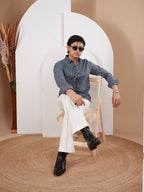 NIGHTFALL Navy Textured Shirt