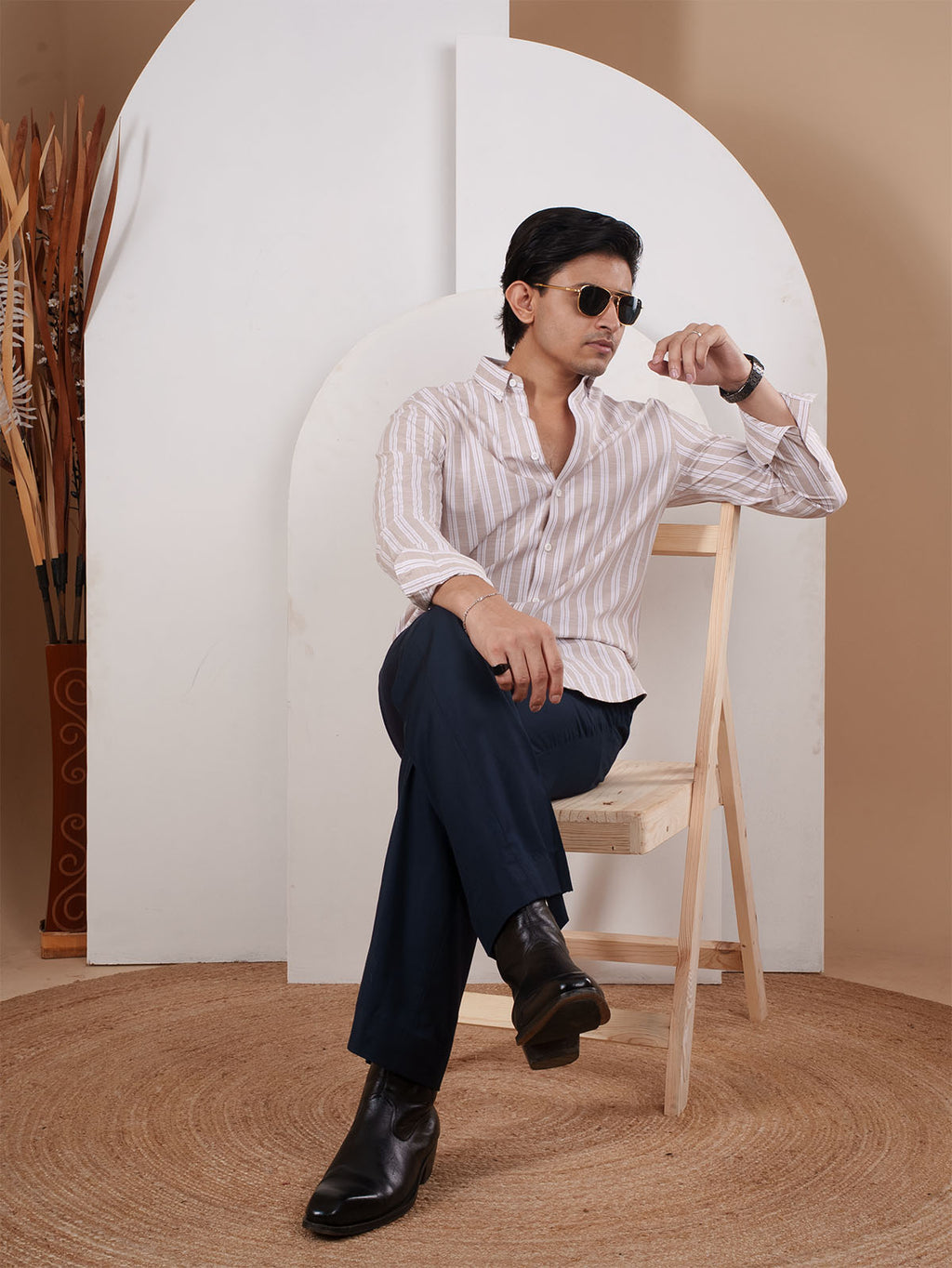 NIGHTFALL Beige Stripe Shirt