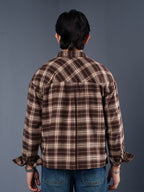 BOXY Brown & Cream Plaid Flannel Shirt