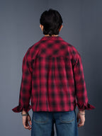 BOXY Maroon & Black Plaid Flannel Shirt