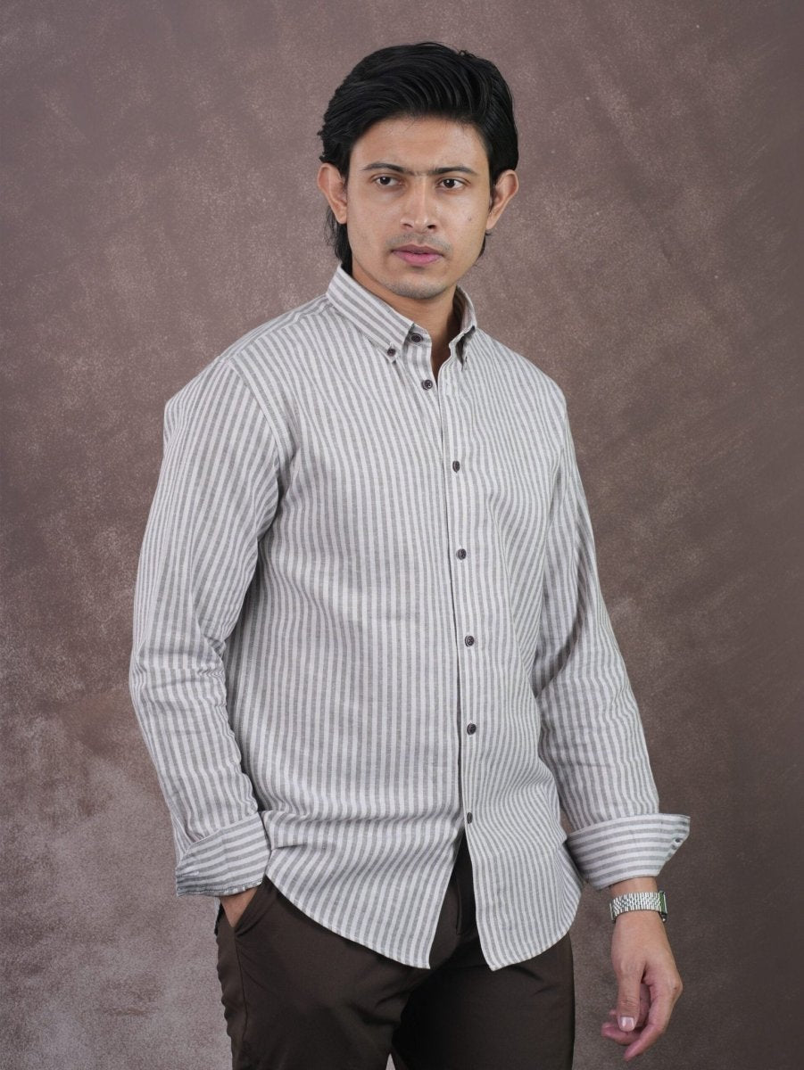 ASCEND Light Coffee Ivory Stripe Shirt - BazeLine