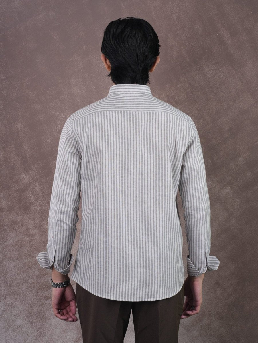 ASCEND Light Coffee Ivory Stripe Shirt - BazeLine