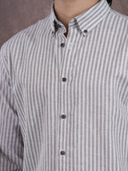 ASCEND Light Coffee Ivory Stripe Shirt - BazeLine
