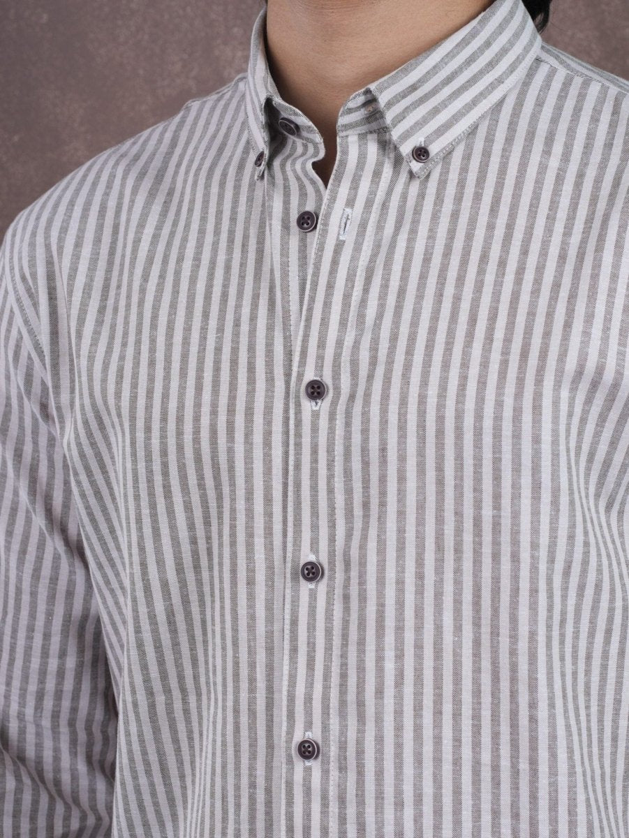 ASCEND Light Coffee Ivory Stripe Shirt - BazeLine