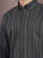 ASCEND Midnight Olive Shadow Stripe Shirt - BazeLine