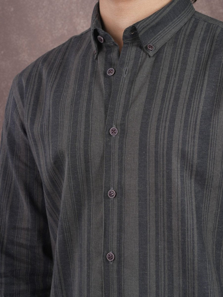 ASCEND Midnight Olive Shadow Stripe Shirt - BazeLine
