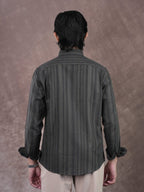 ASCEND Midnight Olive Shadow Stripe Shirt - BazeLine