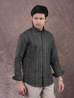 ASCEND Midnight Olive Shadow Stripe Shirt - BazeLine