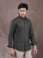 ASCEND Midnight Olive Shadow Stripe Shirt - BazeLine